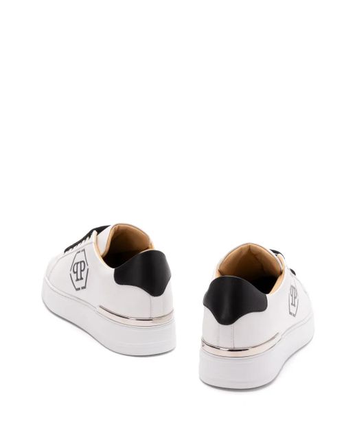 Philipp Plein エンボス レザースニーカー White