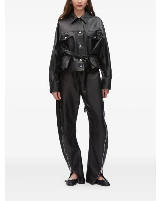 3.1 Phillip Lim Black Belted Leather Shirt Jacket