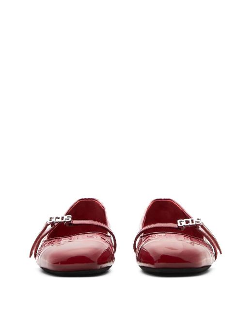 Gcds Red Monogram-Print Ballerinas
