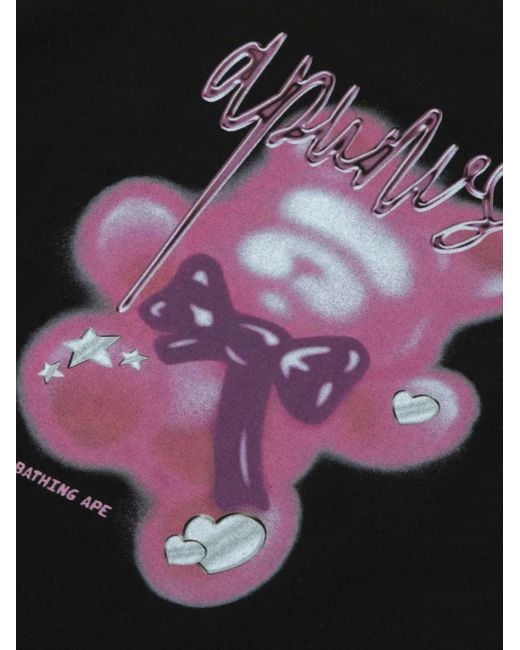 Aape By A Bathing Ape Black Bear-Print T-Shirt