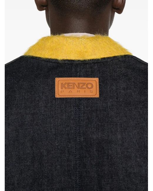 KENZO Black Denim Contrats-Trim Jacket for men