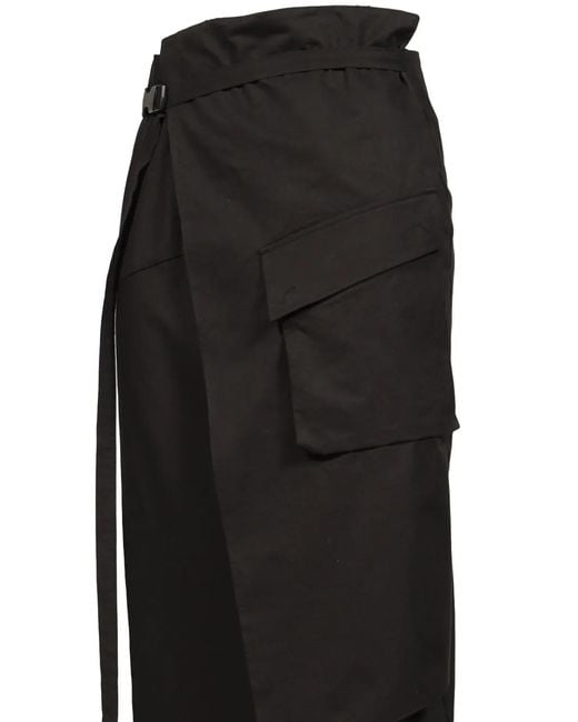 BOHEMSEO Black Buckle-Detail Wrap Midi Skirt