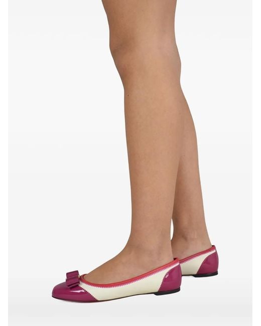 Ferragamo Red 'Vara' Ballerinas