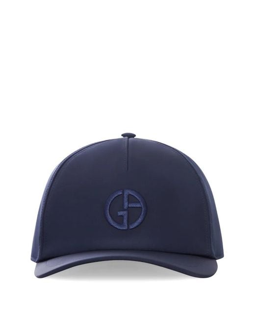 Giorgio Armani Blue Embroidered-Logo Baseball Cap for men