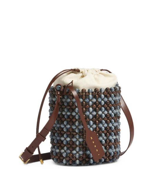 Marni Black Lilac And Beads Bag