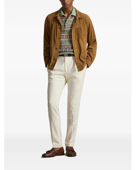 Polo Ralph Lauren Brown Buttoned Suede Jacket for men