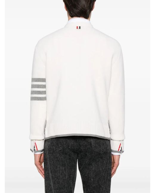 Cárdigan con motivo 4 Bar Stripe Thom Browne de hombre de color White
