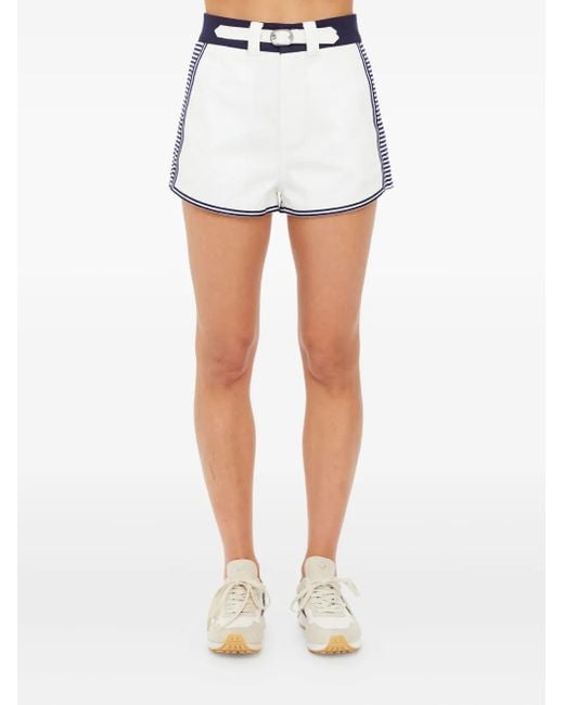 The Upside White Racer Shorts Mit Gestreiftem Einsatz