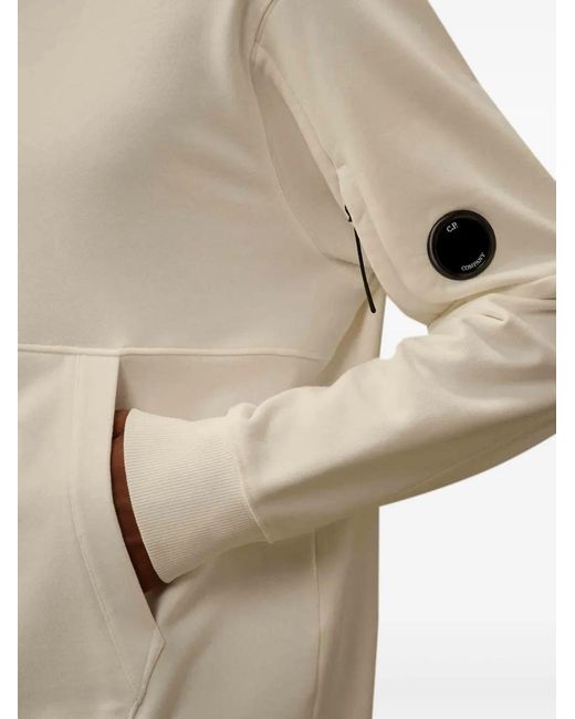 C P Company White Logo-Patch Cotton Hoodie for men