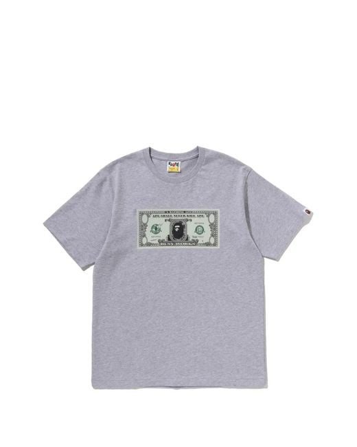A Bathing Ape Gray Dollar-Print T-Shirt for men