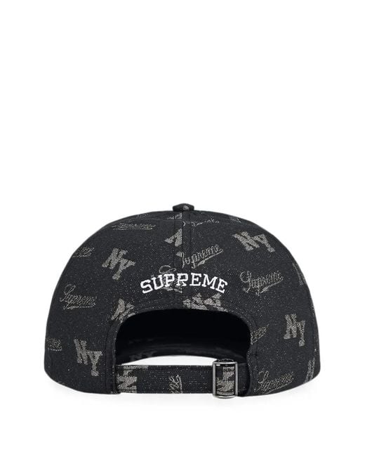Supreme Black Monogram 6-Panel Cap for men