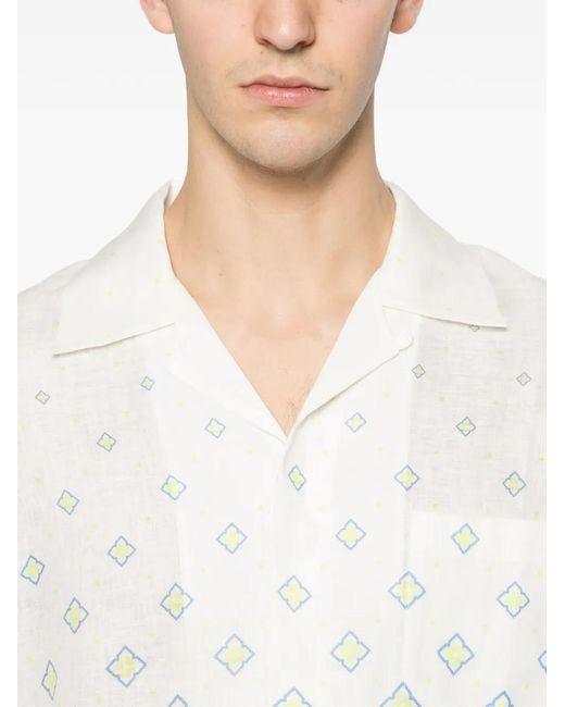 Casablanca White Monogram Short-Sleeve Shirt for men