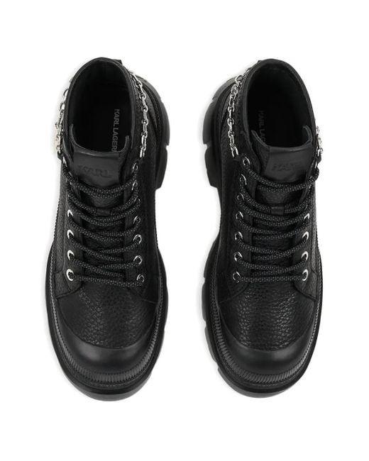 Karl Lagerfeld Black Chain-Embellished Boots