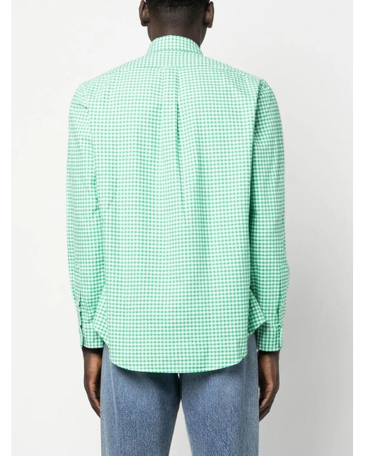 Polo Ralph Lauren Green Embroidered-Logo Checked Shirt for men