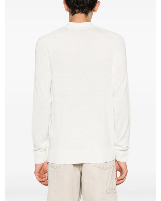 Boss White Logo-Embroidered Virgin Wool Blend Jumper for men