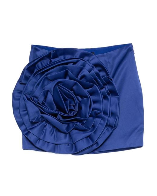 ROTATE BIRGER CHRISTENSEN Blue Mini Skirt With Floral Appliqué