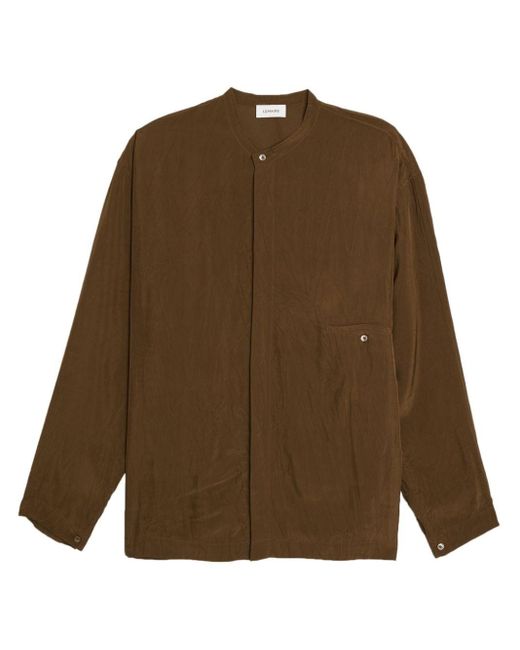 Lemaire Brown Crinkled Boxy Shirt for men