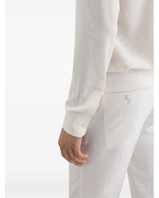Dolce & Gabbana White Patterned Trousers for men