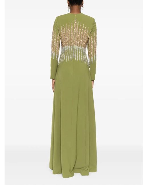 Abito Lungo Con Paillettes di Dina Melwani in Green