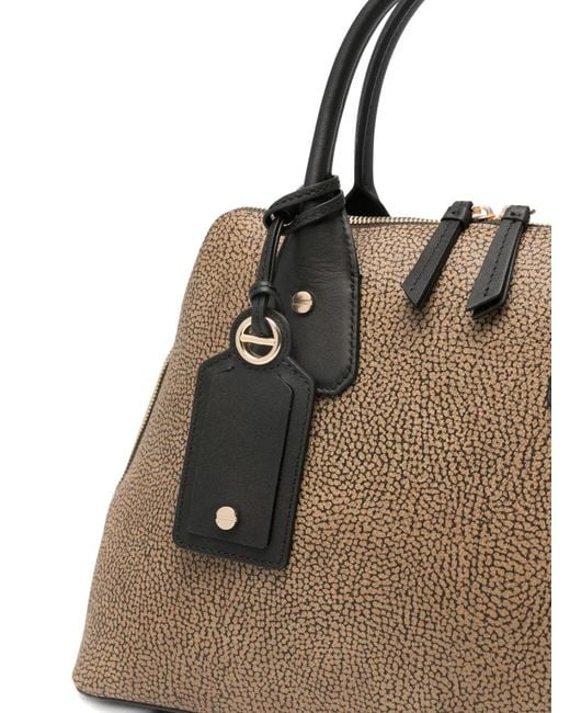 Borbonese Metallic Textured Top-Handle Tote Bag