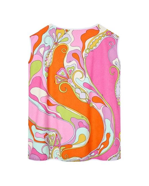 Emilio Pucci Pink Robe En Éponge À Imprimé Orchidée