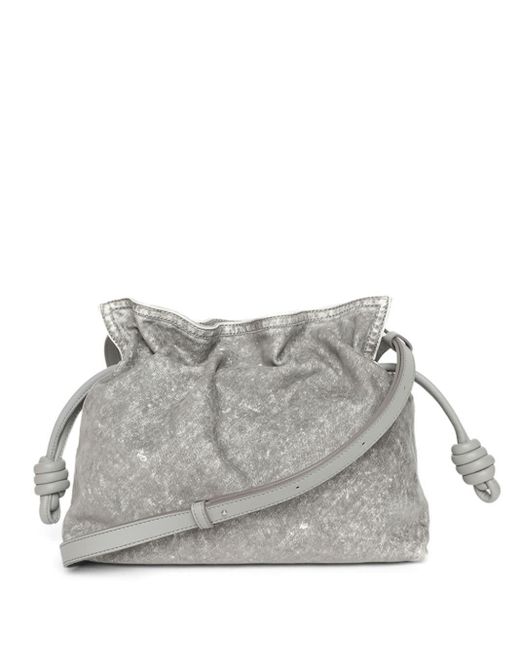 Loewe Gray Flamenco Metallic Clutch Bag