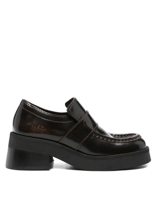 Miista Black Lib Leather Platform Loafers