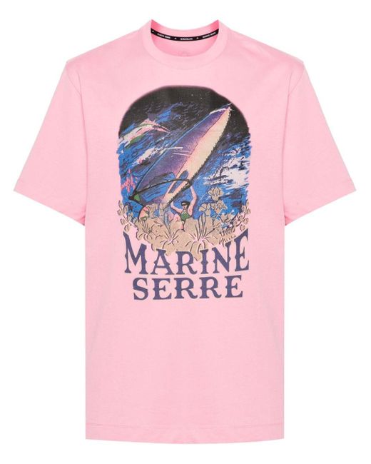 MARINE SERRE T-shirt Met Print in het Pink