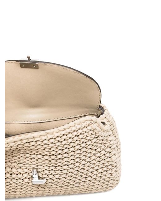 Totême Natural Mini T-Lock Woven Leather Clutch Bag