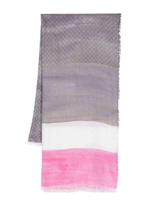 Gucci Purple Ausgefranster Schal mit Streifen