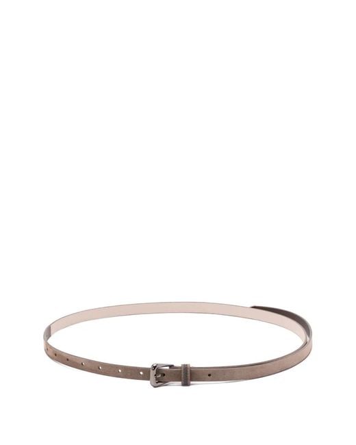 Brunello Cucinelli White Calfskin Leather Belt