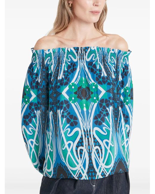 Temperley London Blue Monikh Off-Shoulder Blouse