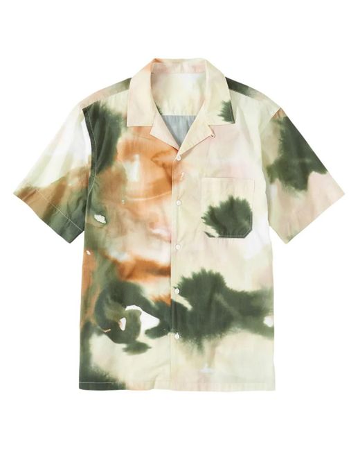 Closed Green Abstract-Pattern Short-Sleeve Cotton Shirt for men