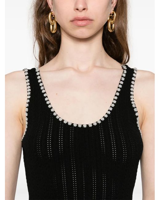 Sandro Black Faux-Pearl Embellished Midi Dress