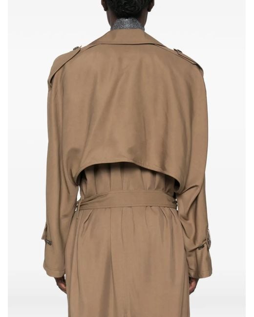 Saint Laurent Natural Double-Breasted Belted Trench Coat