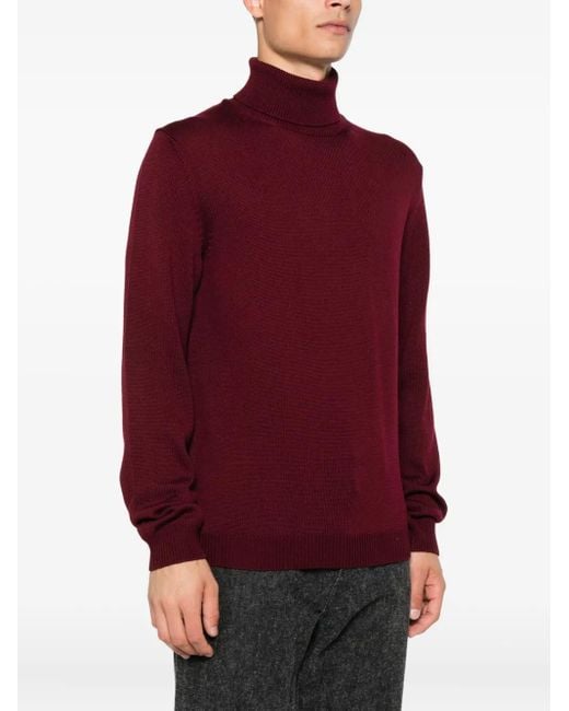 Roberto Collina Purple Turtleneck Wool Sweater for men