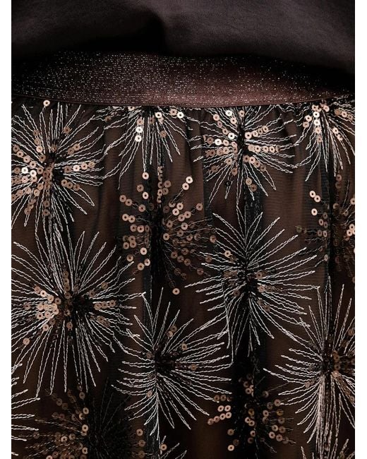 Ouí Black Sequin Floral Maxi Skirt