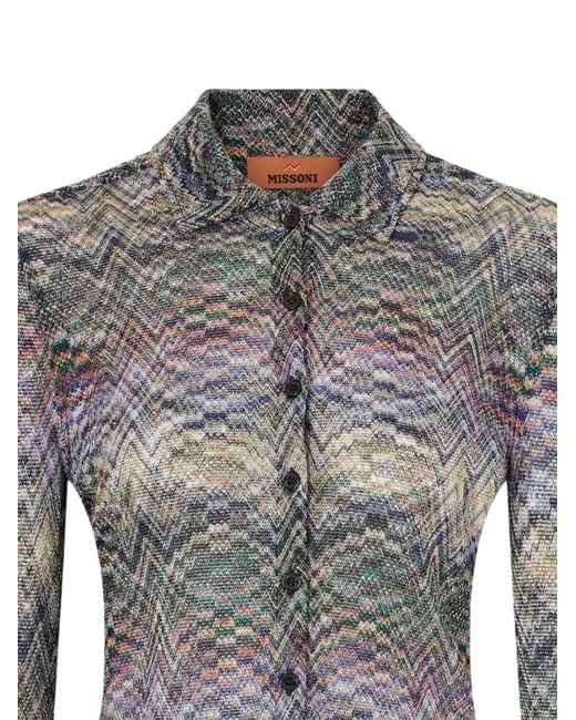 Missoni Gray Zigzag-Knit Button-Down Shirt