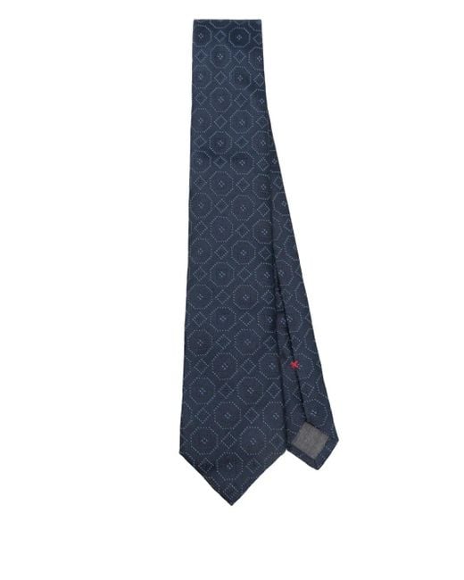 Brunello Cucinelli Blue Patterned-Jacquard Tie for men