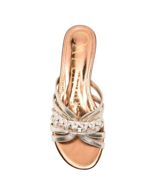 CafeNoir White Crystal-Embellished Flat Sandals
