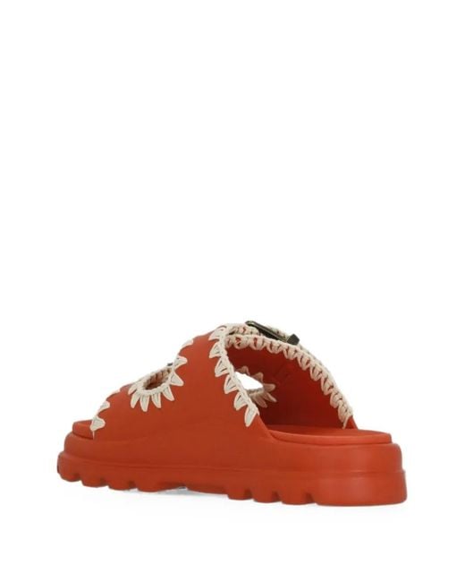 Mou Red One-Piece Buckle Slides