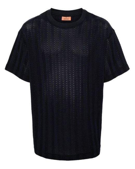 Missoni Black Chevron-knit Cotton Blend T-shirt for men