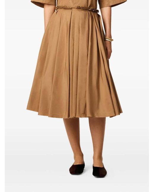 AMI Brown Corolla Taffetas Midi Skirt