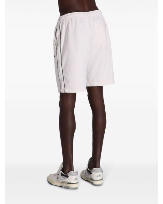 Lacoste White Stripe Embroidered Track Shorts for men