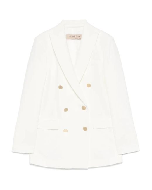 Blanca Vita Double-breasted Blazer White
