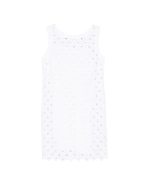 Max Mara White Broderie-Anglaise Sleeveless Mini Dress