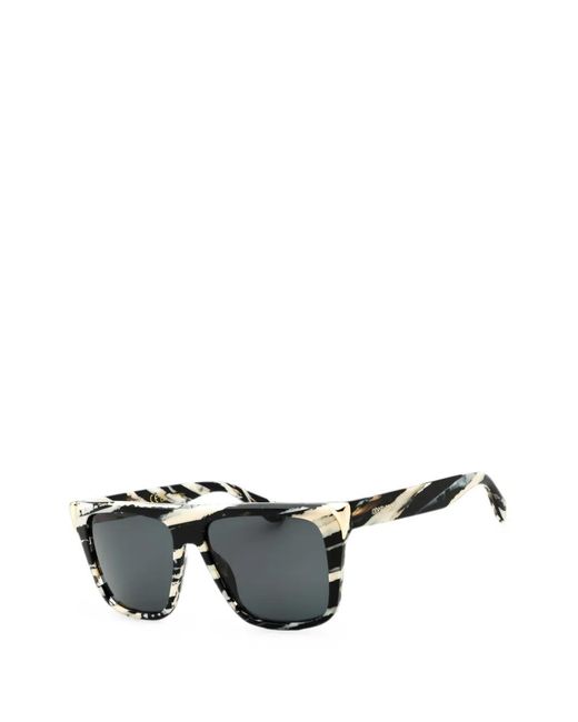 Roberto Cavalli Gray Leopard-Print Rectangle-Frame Sunglasses