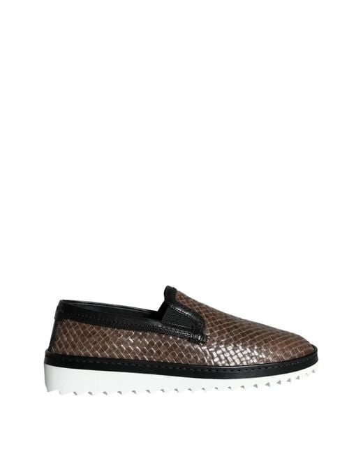 Dolce & Gabbana White Woven Leather Sneakers for men