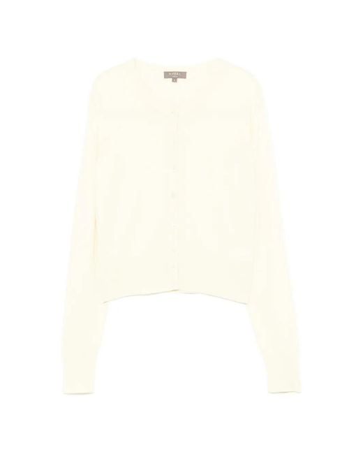 N.Peal Cashmere White Ivy Cropped Cardigan