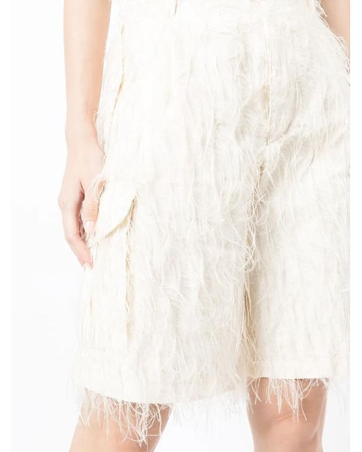 Undercover White Fringed Cargo Shorts